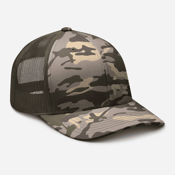 Camouflage trucker cap · blank