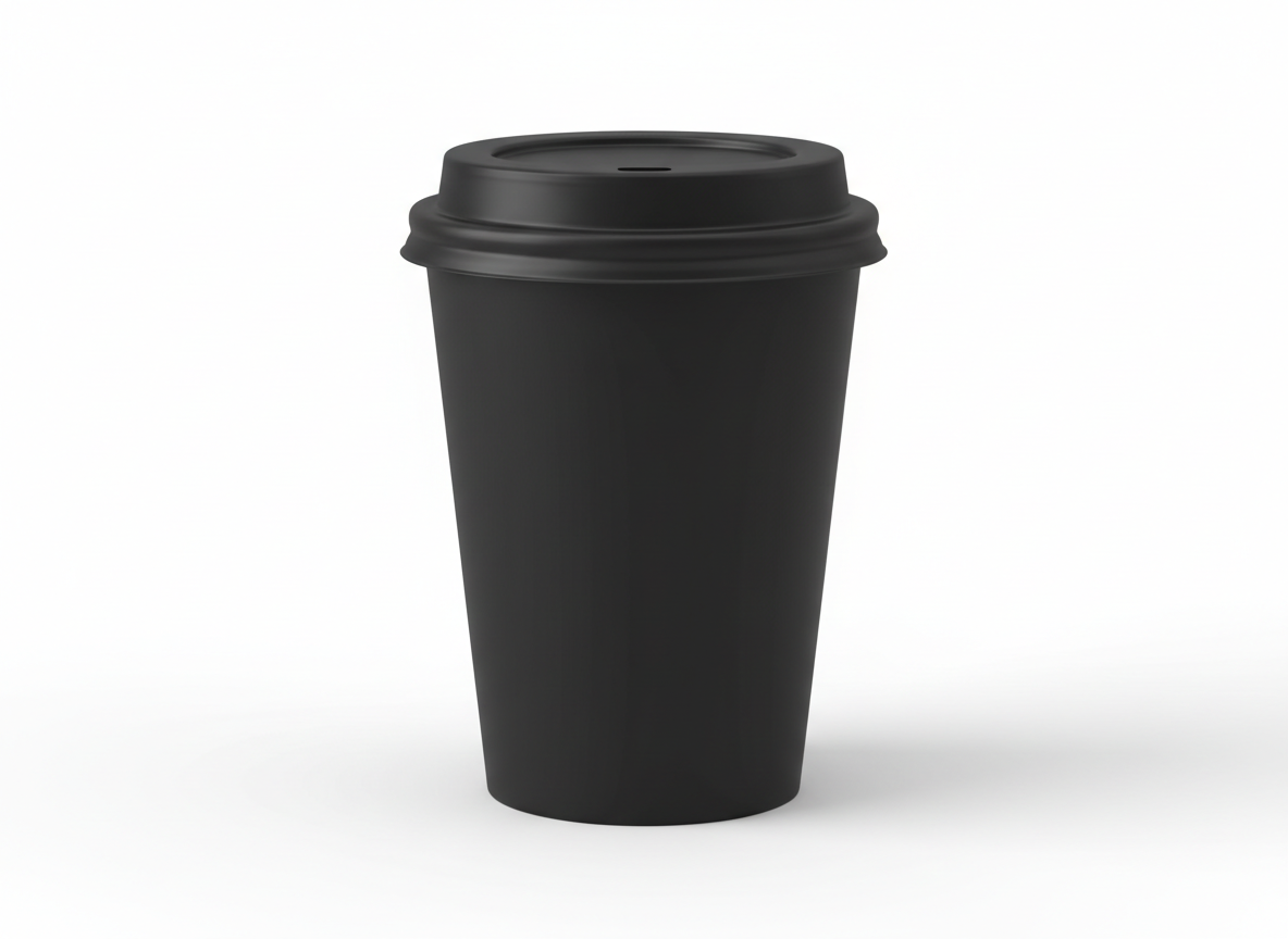 Double wall wide black rotating lid paper cup