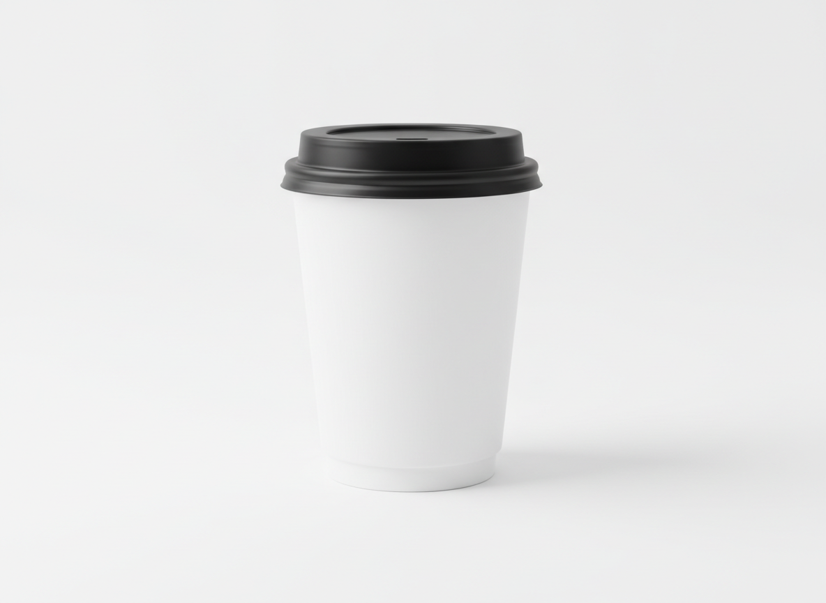 White double wall black lid paper cup