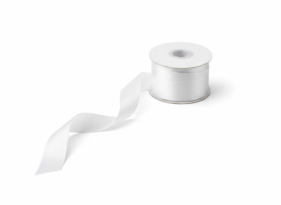 White satin ribbon · White · 2.5 cm