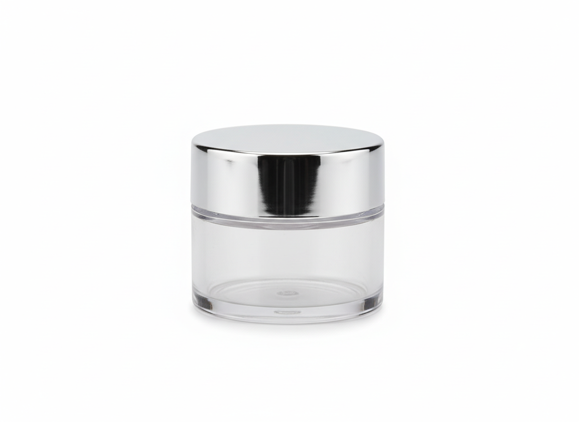 Clear silver lid plastic jar · Clear With Silver Lid · 50 ml