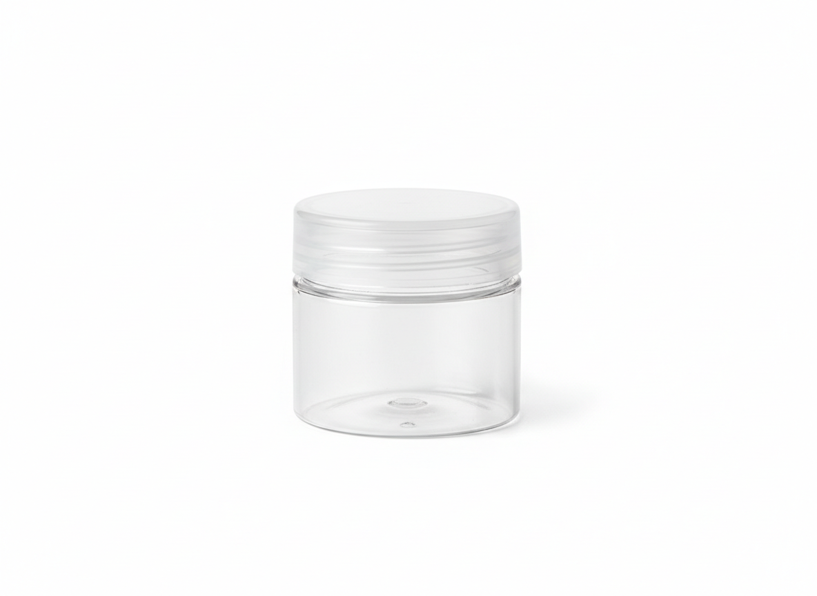 Clear clear lid plastic jar · Small Clear with Clear Lid · 50 ml