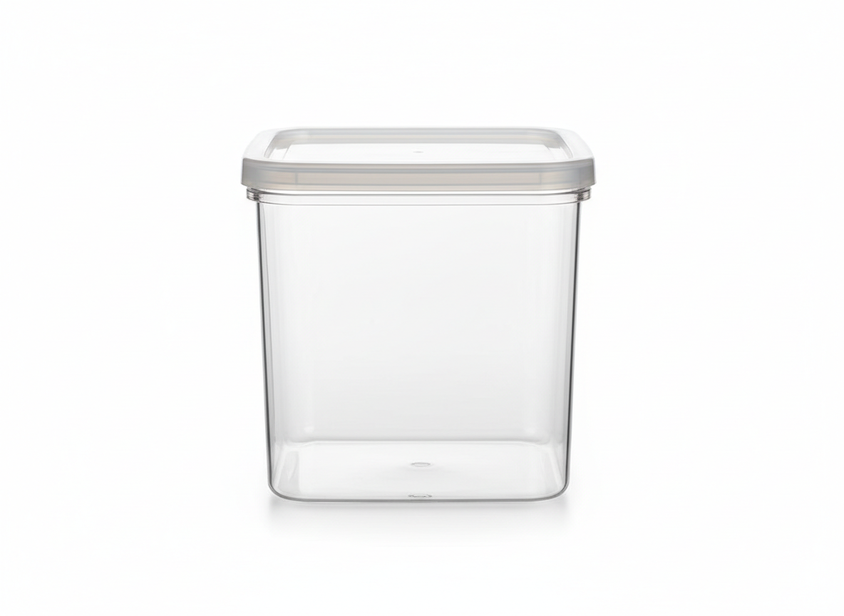Square clear clear lid plastic jar