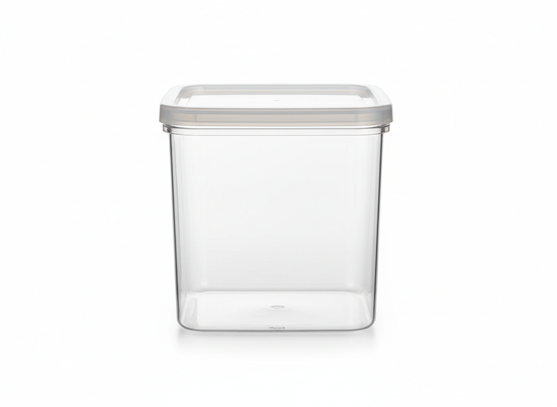 Square clear clear lid plastic jar