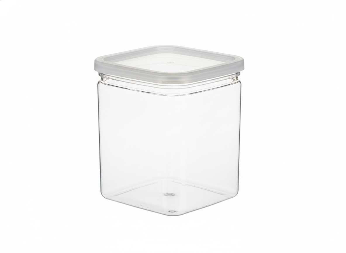 Square clear clear lid plastic jar · Square Clear with Clear Lid · 750 ml