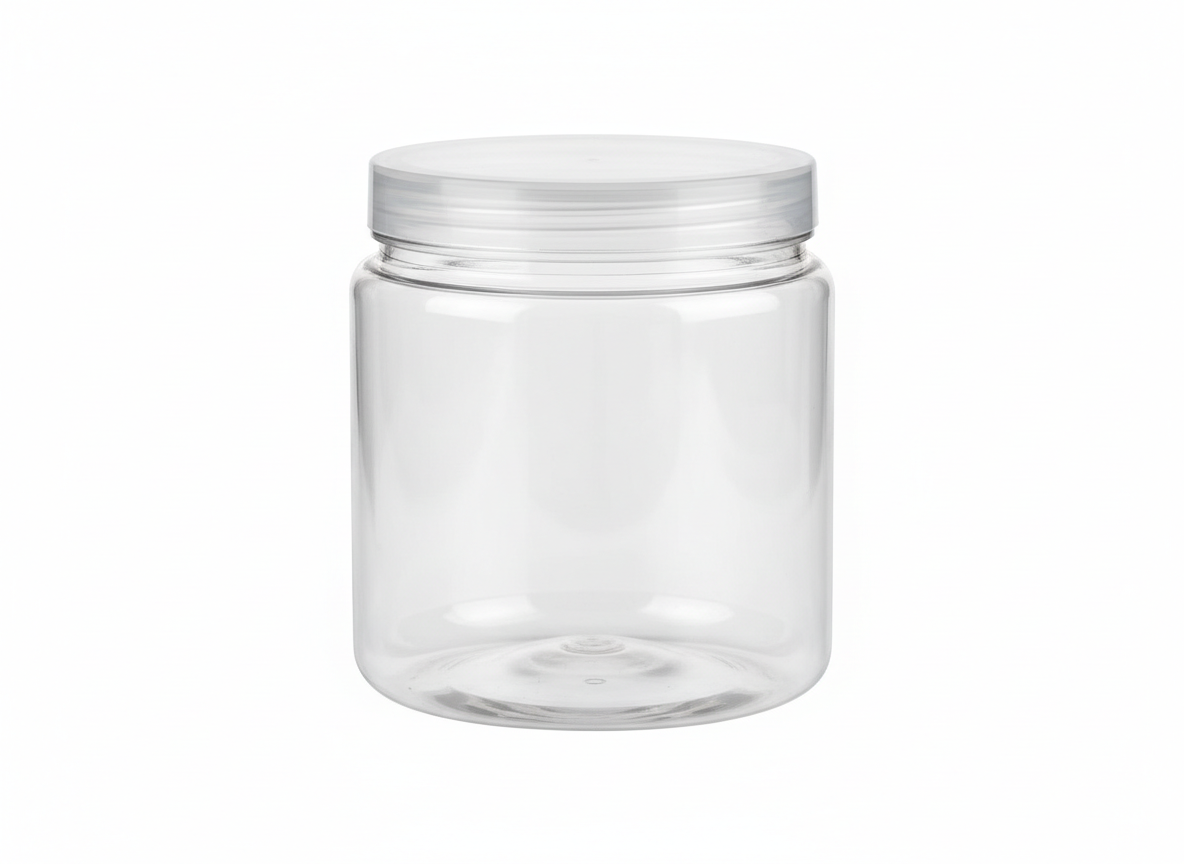 Wide clear clear lid plastic jar · Wide Clear Clear Lid · 500 ml