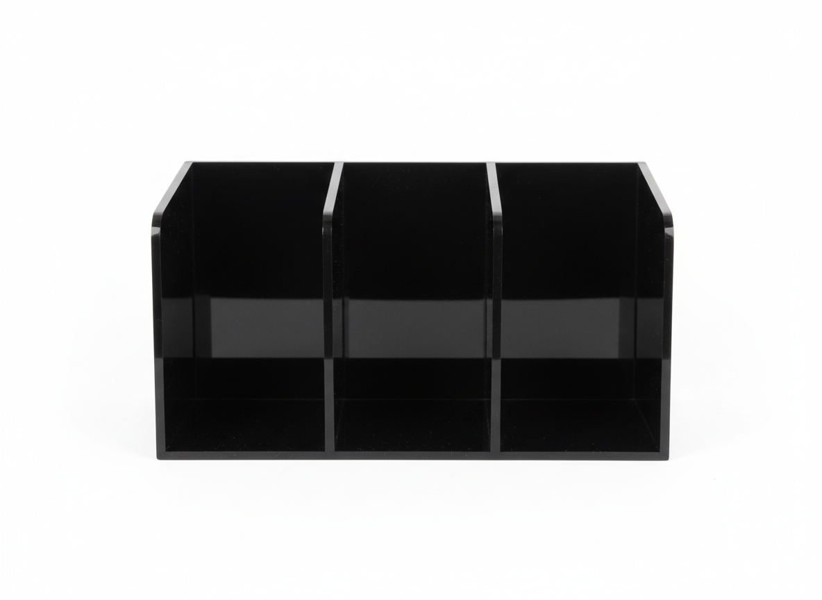 Cup holders · 3 Compartments Black Acrylic Cups Organizer