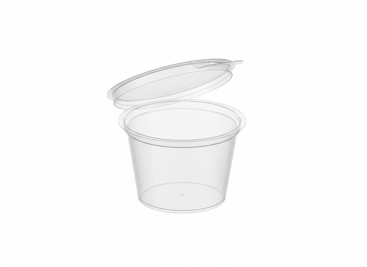 Clear sauce attached lid cup