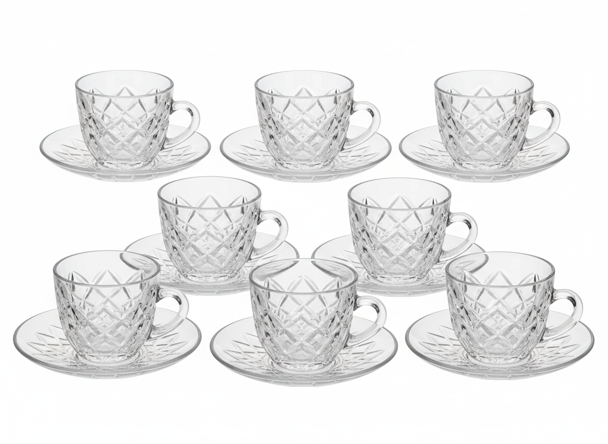 Crystal tea saucer diamond cup