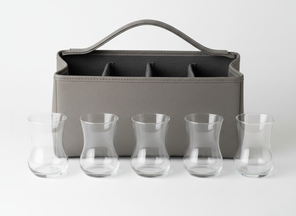 Istikana cups leather grey bag cup