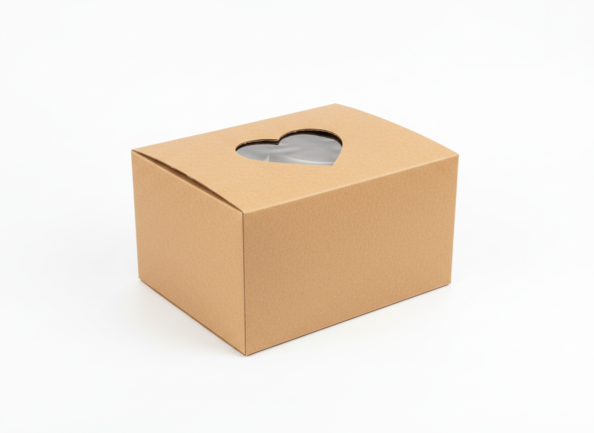 Cup boxes · Kraft Heart Design Window Box ,4 Cups · Medium 16 x 16 x 7.5 cm
