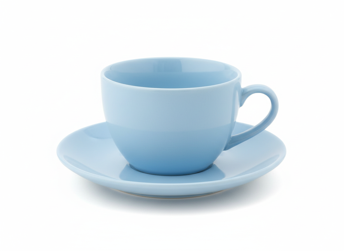 Porcelain tea saucer light blue cup