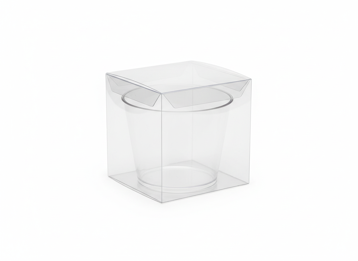 Round in a clear box cup