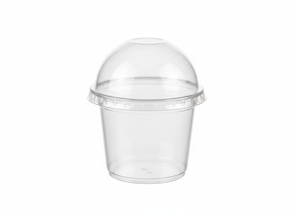 Round plastic dessert high top dome lid cup