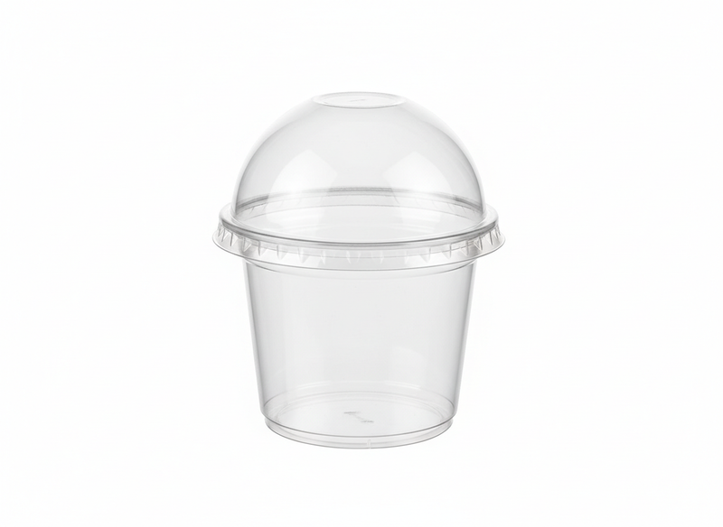 Round plastic dessert high top dome lid cup