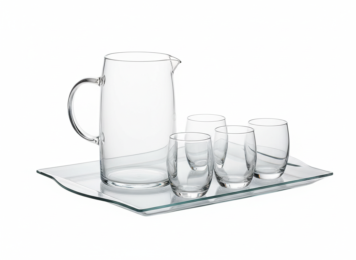 Cup jugs · Set Of Glass Jug With Cups And Tray · 1200ml