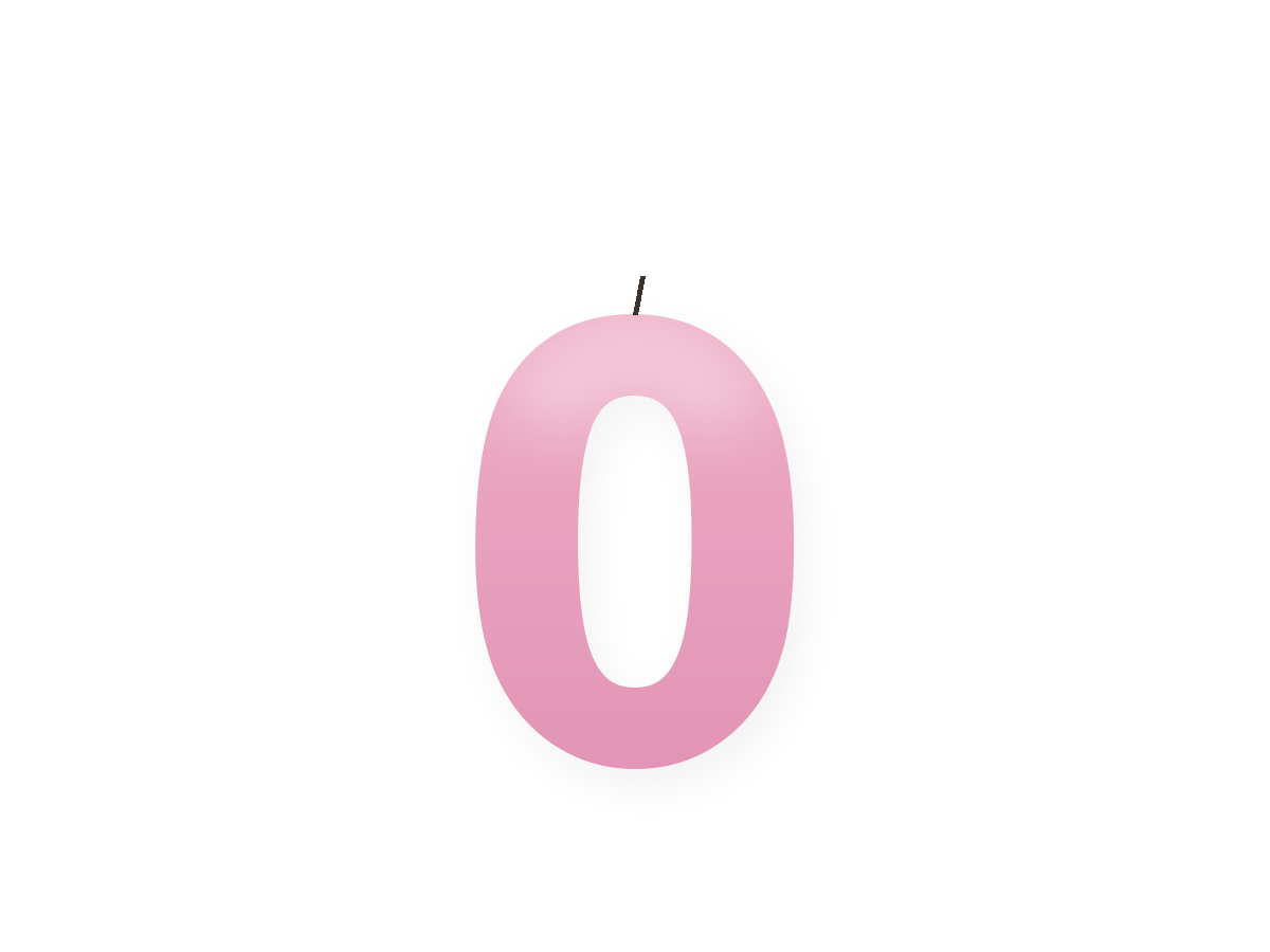 Pink number birthday candle · 0, Pink · 6.5cm