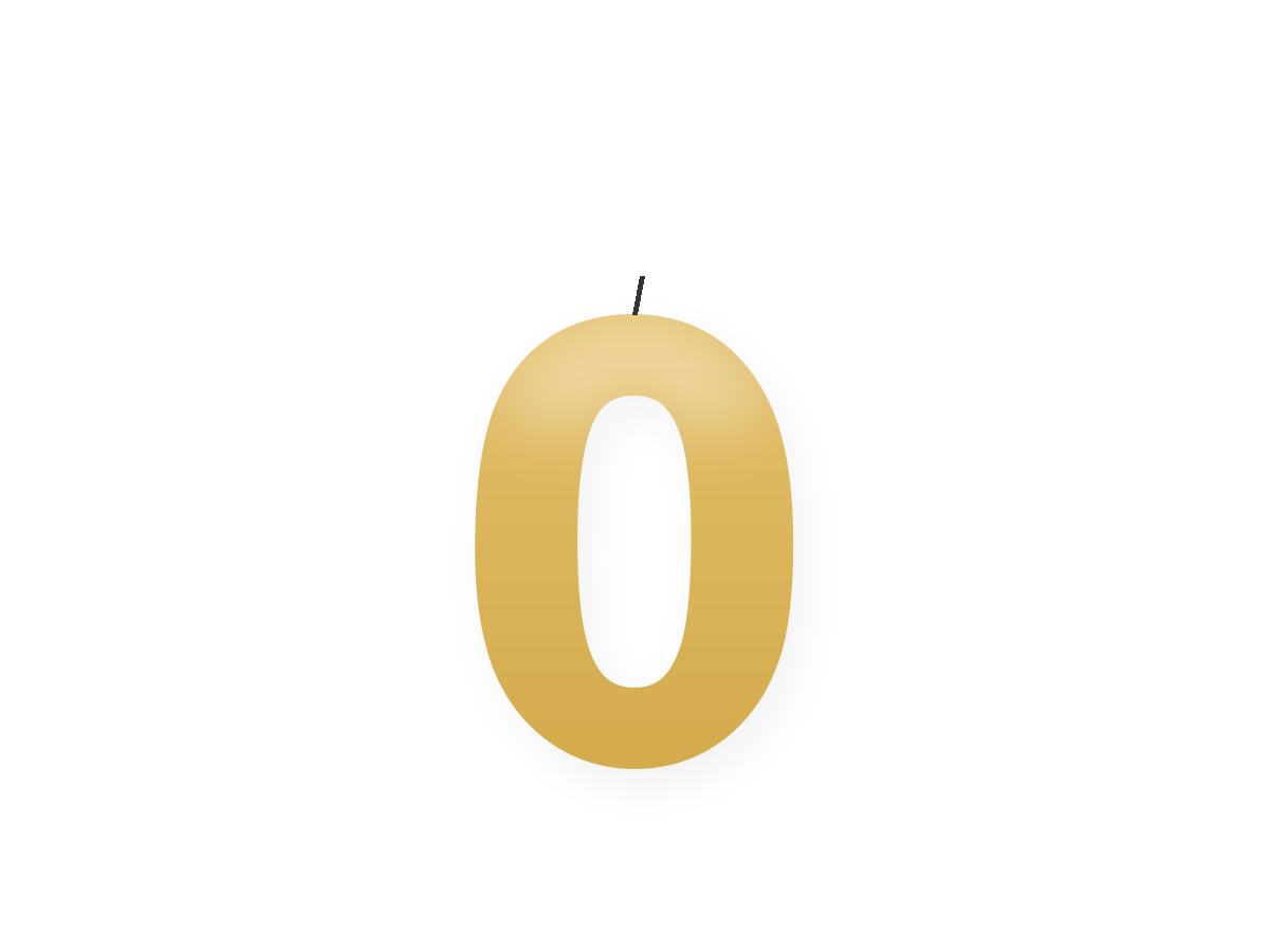 Golden number birthday candle