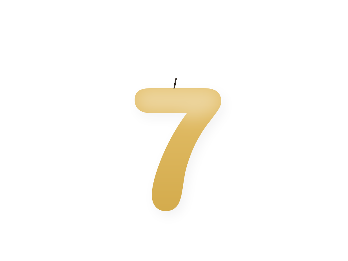 Golden number birthday candle · Golden 7 · 9cm