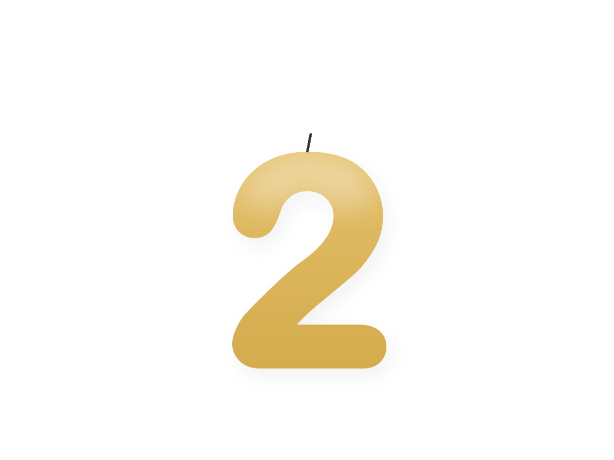 Spiral golden number birthday candle · Spiral Golden (2) · 5cm