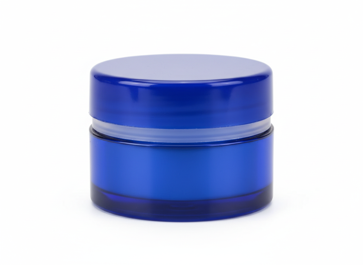 Blue inner lid plastic lotion jar