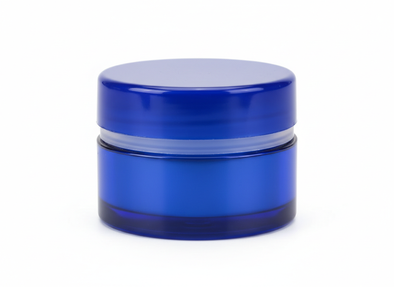 Blue inner lid plastic lotion jar