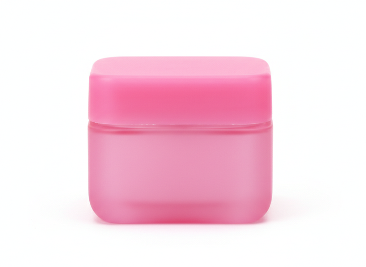 Pink square plastic lotion jar · All Pink Square · 30 grams