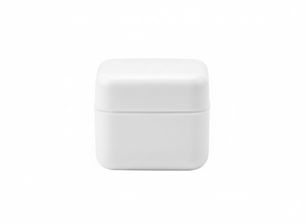 White square plastic lotion jar