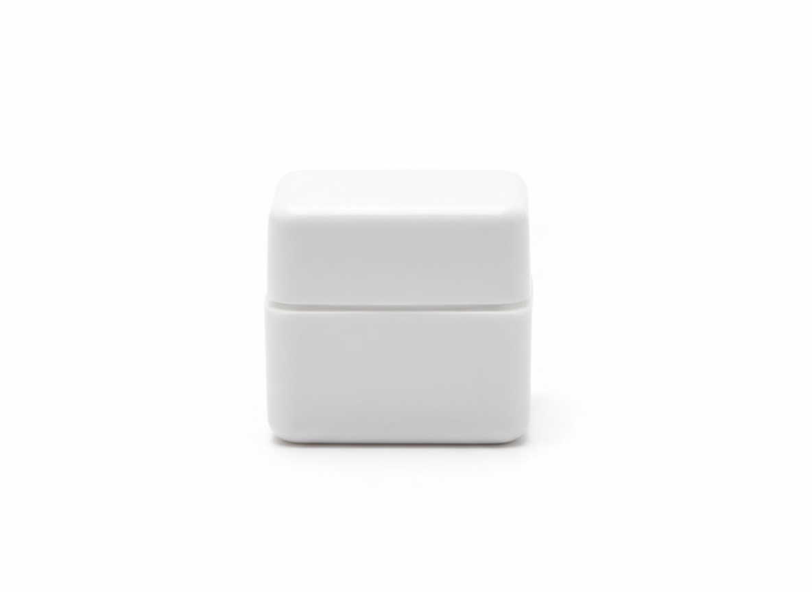 White square plastic lotion jar · All White Square · 5 grams
