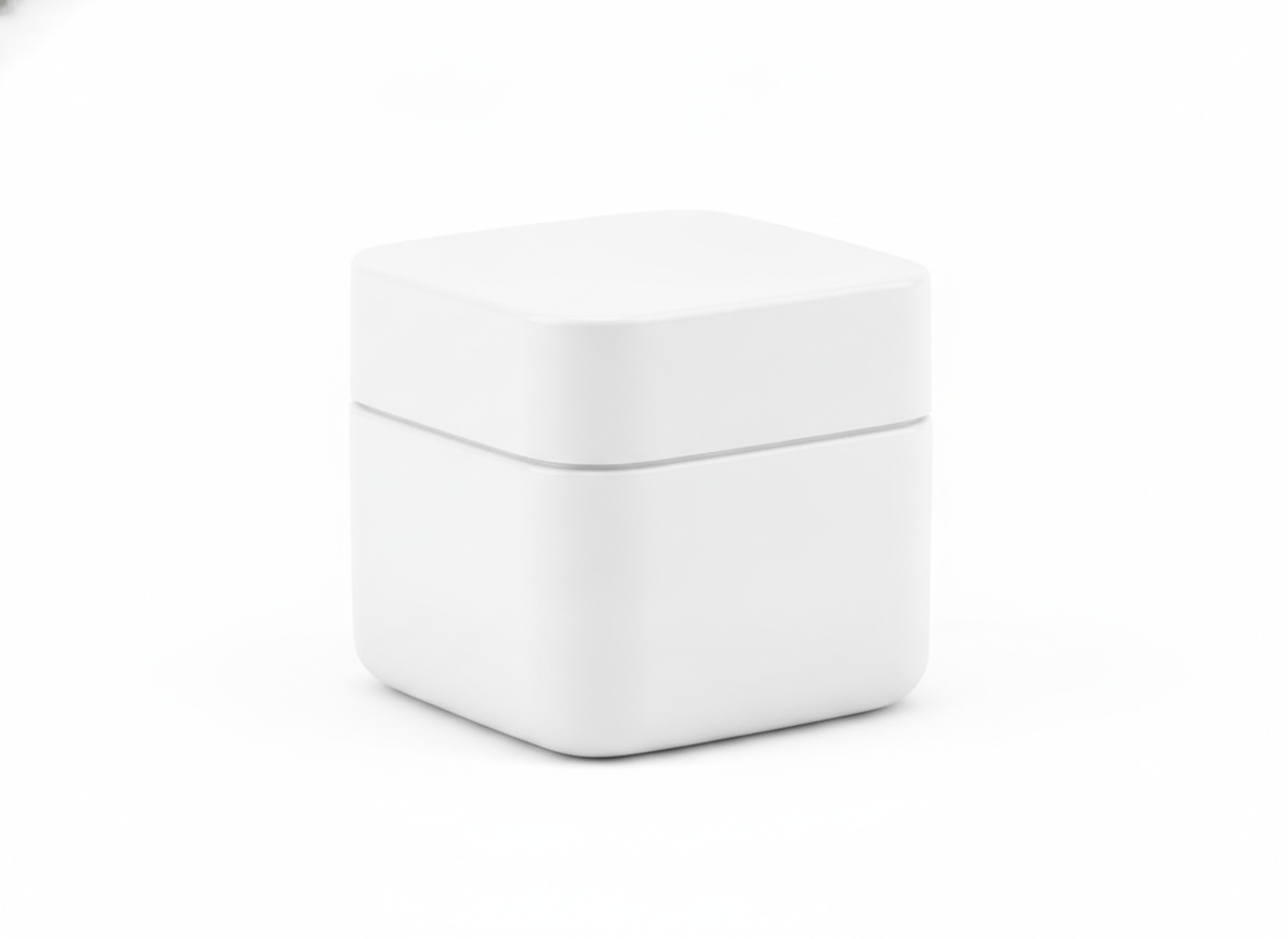 White square plastic lotion jar · All White Square · 50 grams