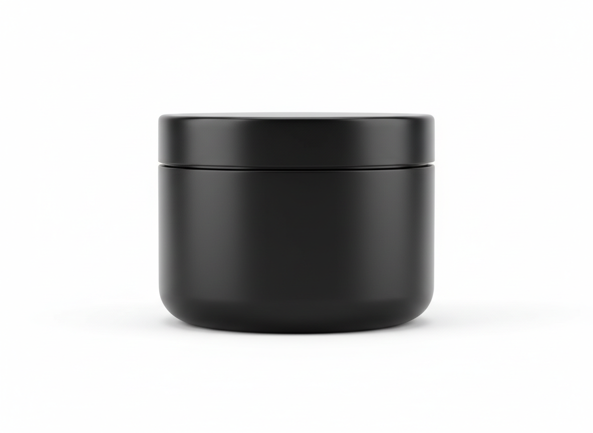 Black plastic lotion jar · Black · 200 ml