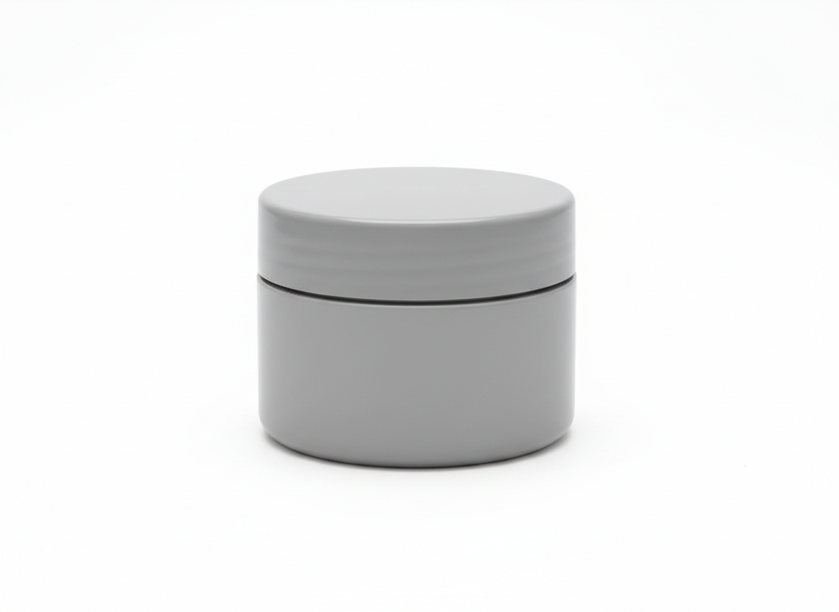 Grey plastic lotion jar