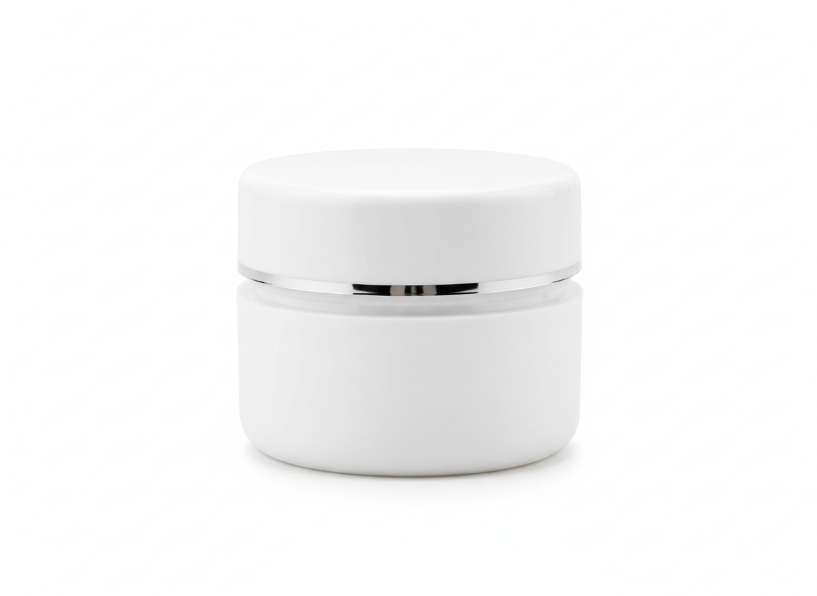 White silver line inner lid plastic lotion jar · White Silver Line Inner Lid · 30 grams