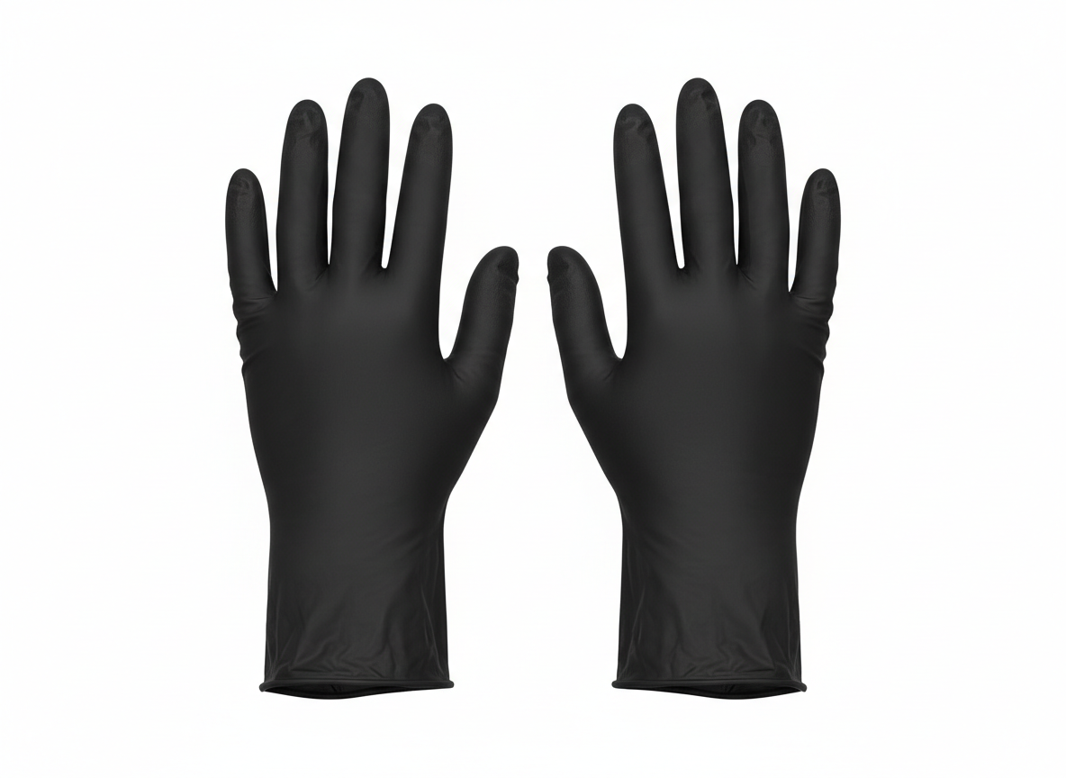 Black powder free vinyl gloves · Black · Large
