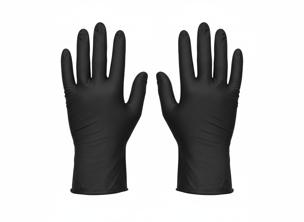 Black powder free vinyl gloves · Black · Medium