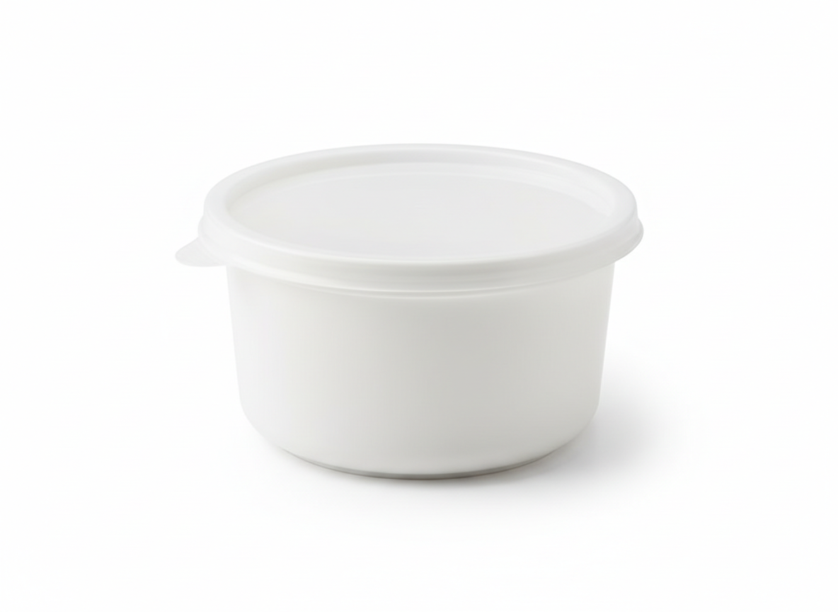 White plastic container · White · 250 ml