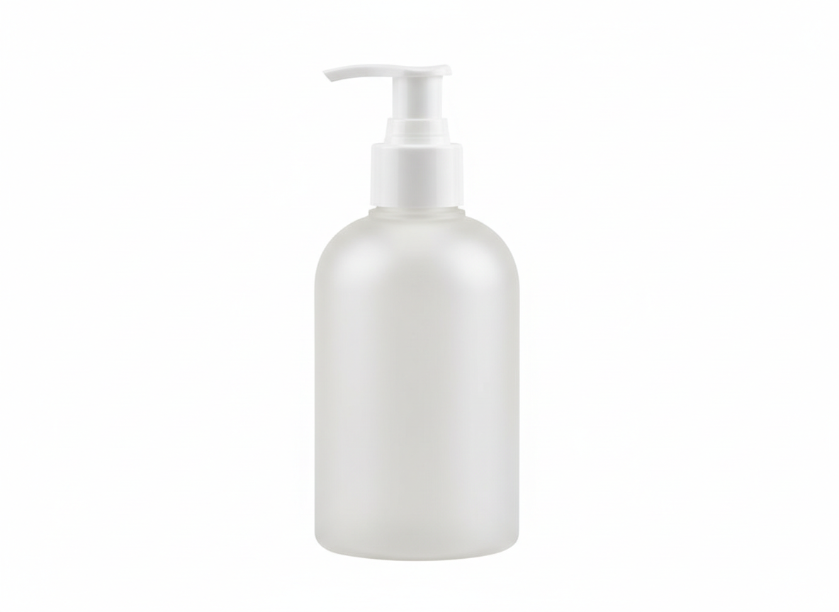 Round frosted white pump lotion bottle · Round Frosted White Pump · 100 ml