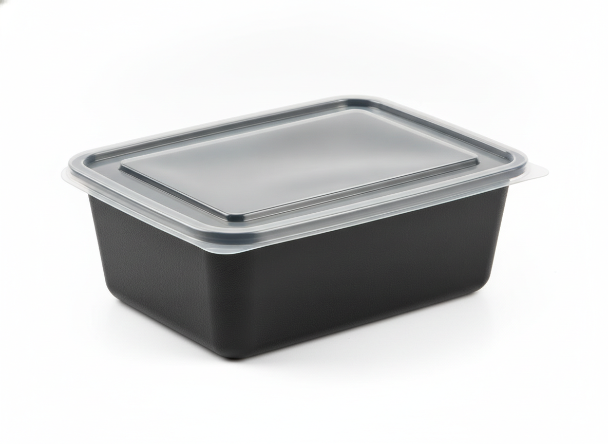 Rectangular black microwaveable container · Rectangular Black · 24 oz