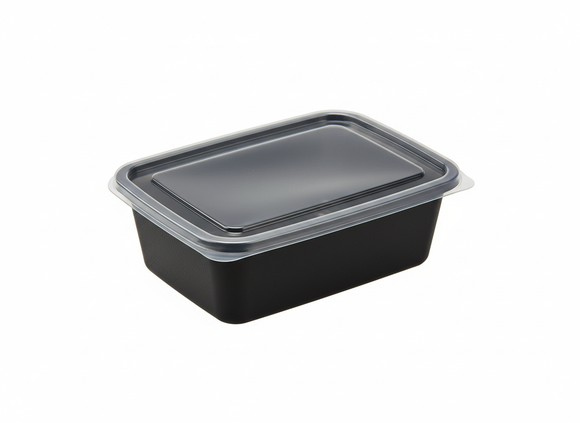 Rectangular black microwaveable container · Rectangular Black · 8 oz