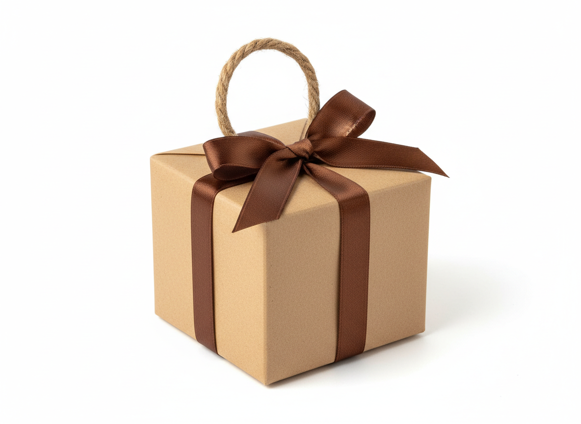 Kraft brown ribbon & handle rope gift box · Kraft With Brown Ribbon & Handle Rope · X Small