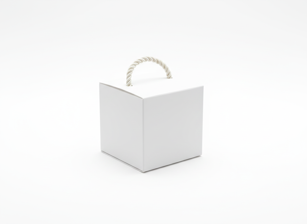 White rope handle gift box · White With Rope Handle · Small