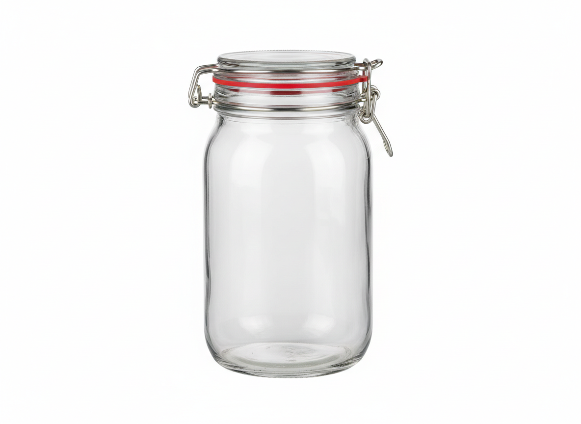 Clear airtight metal clip glass jar · Clear Airtight With Metal Clip · 1500 ml