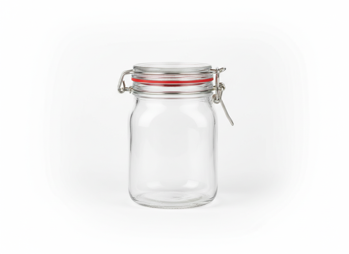 Clear airtight metal clip glass jar · Clear Airtight With Metal Clip · 700 ml