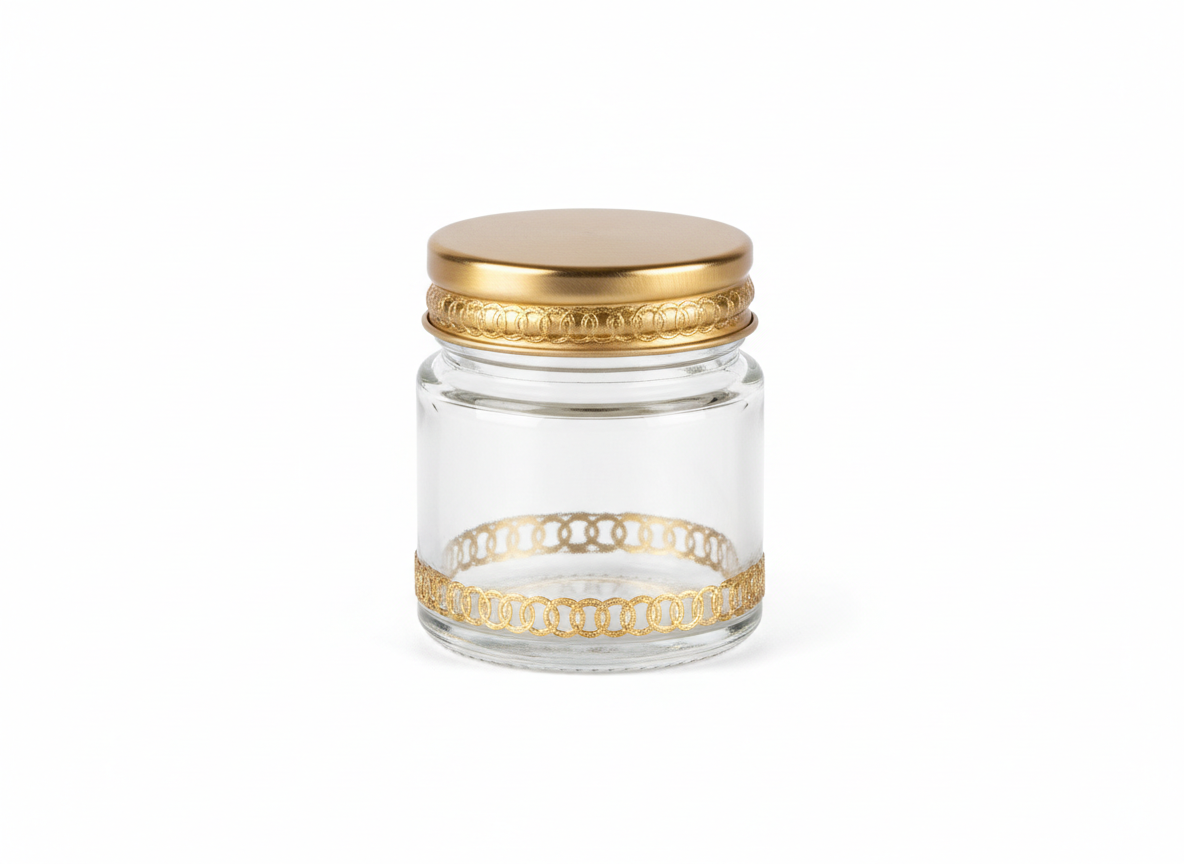 Clear golden glass jar