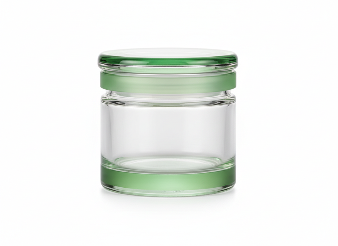 Clear green glass jar