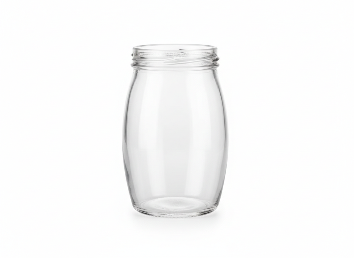 Curved thread glass jar