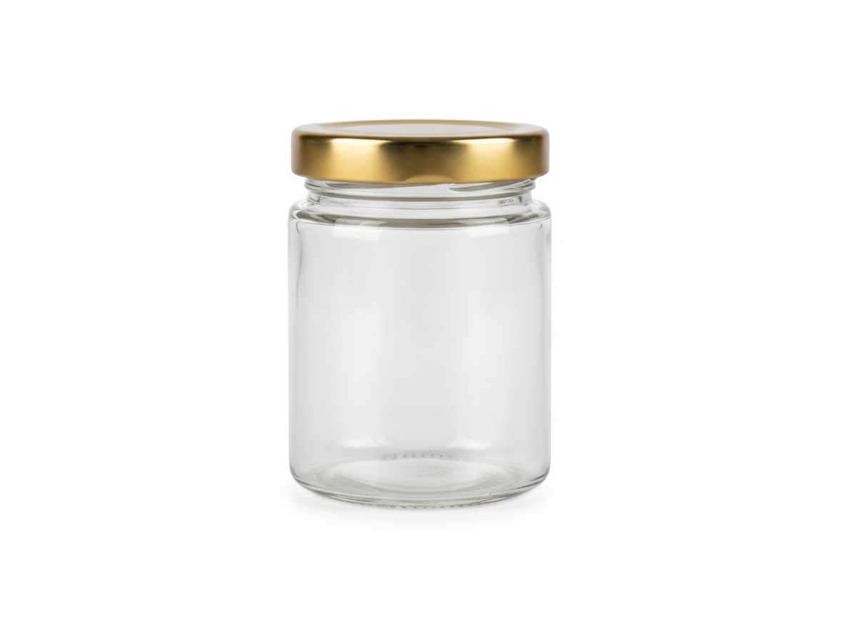 Golden lid glass jar