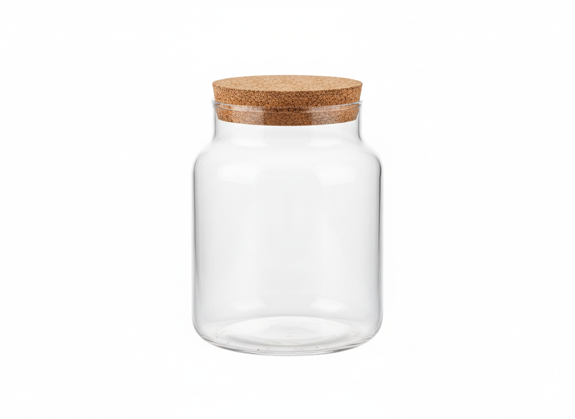 Round cork lid glass jar · Round Cork Lid · 750 ml