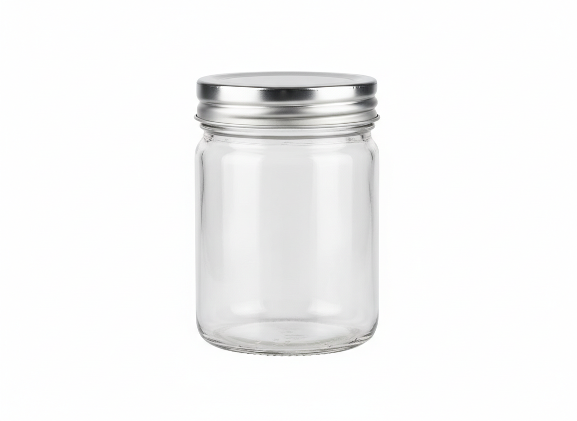 Silver lid glass jar