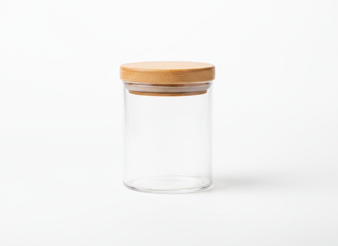 Wooden lid glass jar